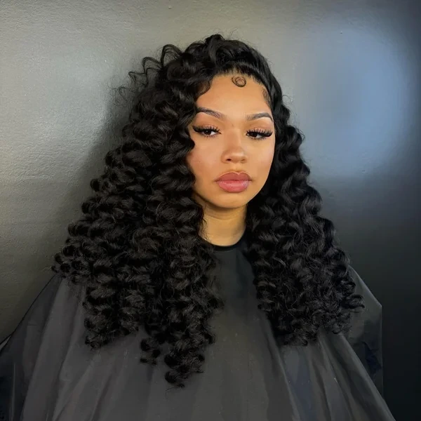 Short Black Curly Wig Frontal Install