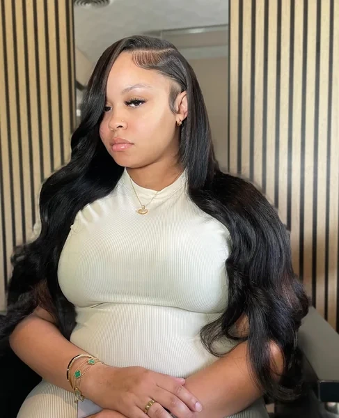 Side Part Sew In Extensions Detail