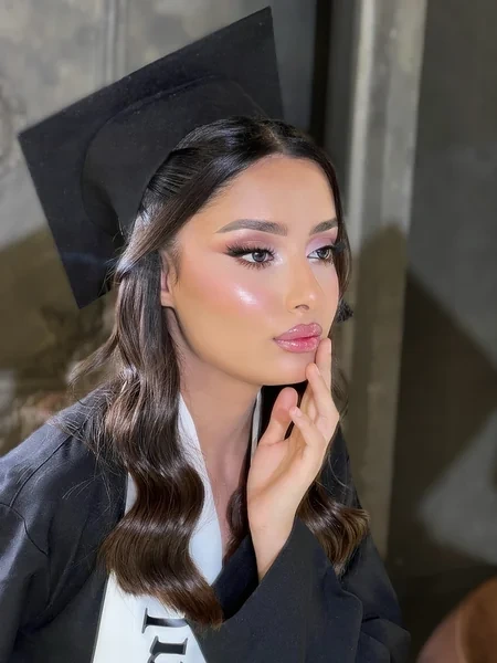 Side Parted Waves for Graduation Cap