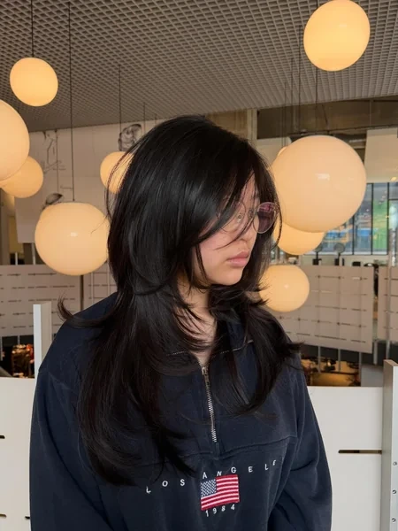 Side Swept Bangs Long Black Hair