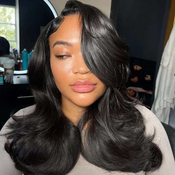 Side Swept Body Wave One Eye Style
