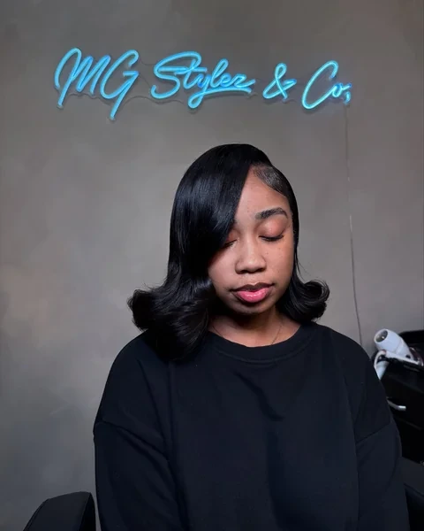 Sleek Black Bob with Side Sweep