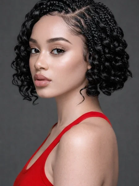 Sleek Parted Box Braid Bob