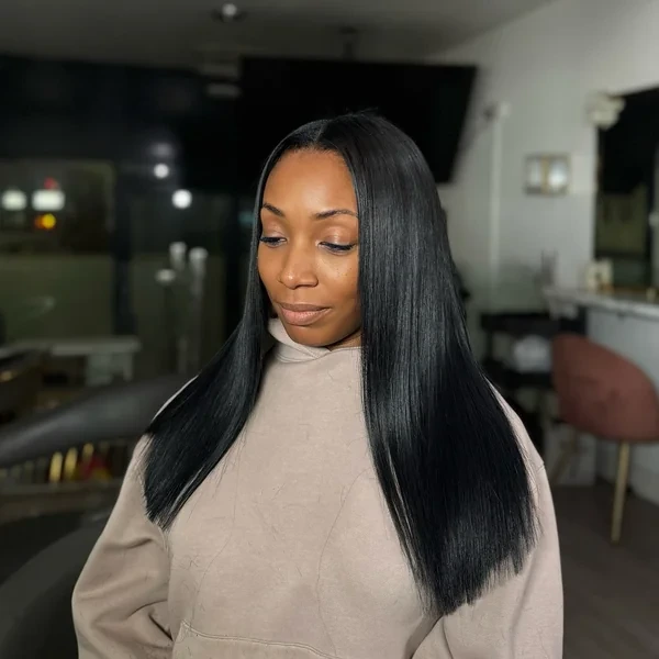 Sleek Straight Sew In Middle Part