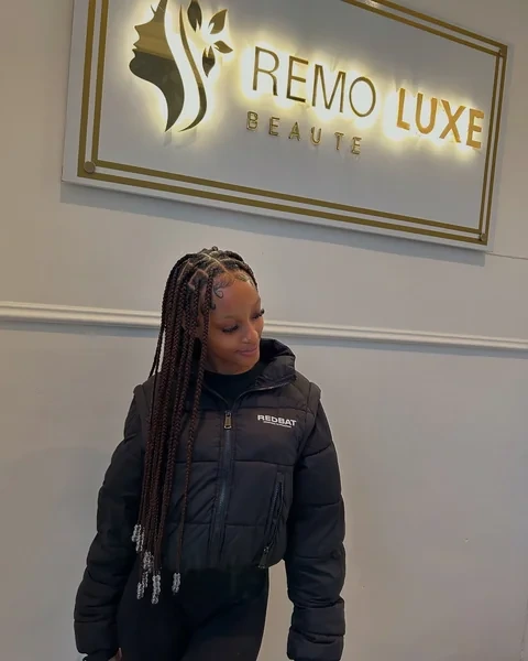 Small Cornrow Box Braids with Beads
