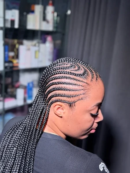 Stitch Cornrow Braids in Spiral Design