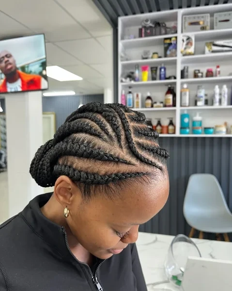 Straight Back Cornrow Low Bun