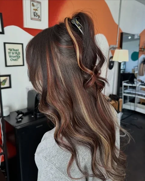 Subtle Calico Hair on Dark Brown with Red Caramel