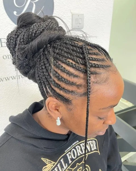 Textured Afro Puff Bun with Laid Natural Edges
