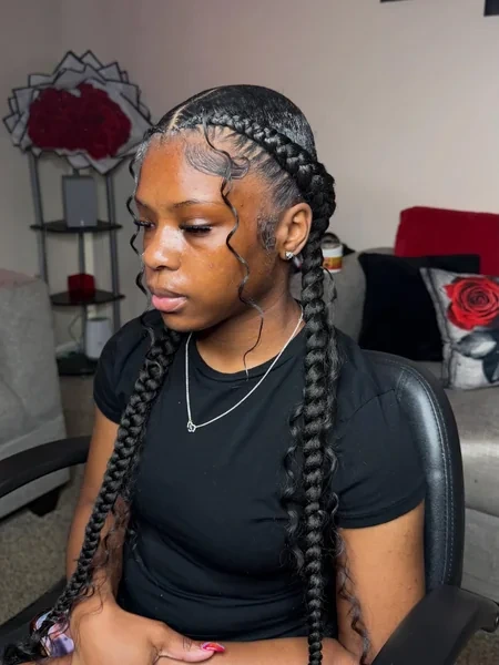 Two Braids with Soft Curly Highlights
