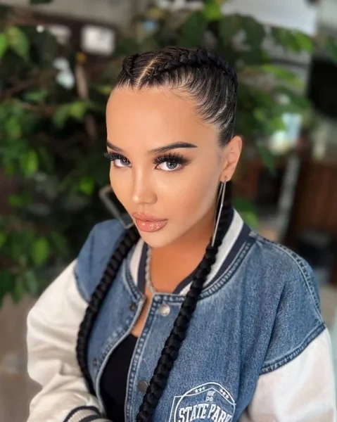 Two Cornrows into Braided Ponytail