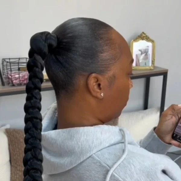 Ultra Sleek High Jumbo Braid Wrapped Ponytail