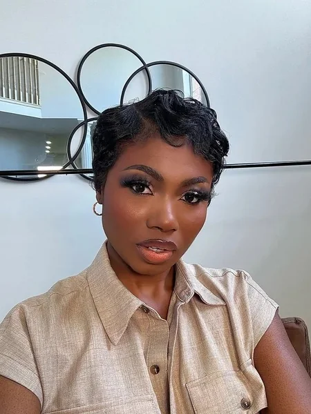 Vintage Black Finger Wave Pixie Cut