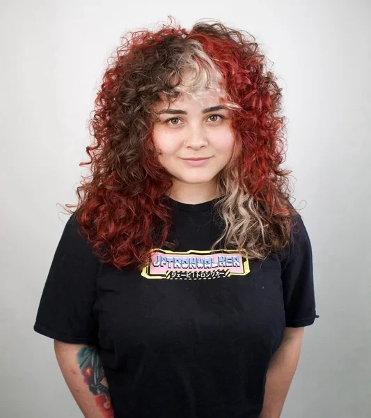 Voluminous Calico Curls with Red Brown and Blonde
