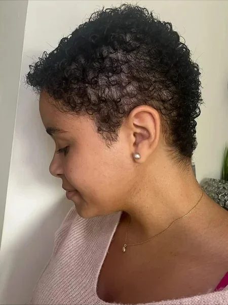 Warm Chestnut Pixie with Tapered Nape and Ringlets